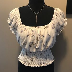 Pretty cropped peasant blouse